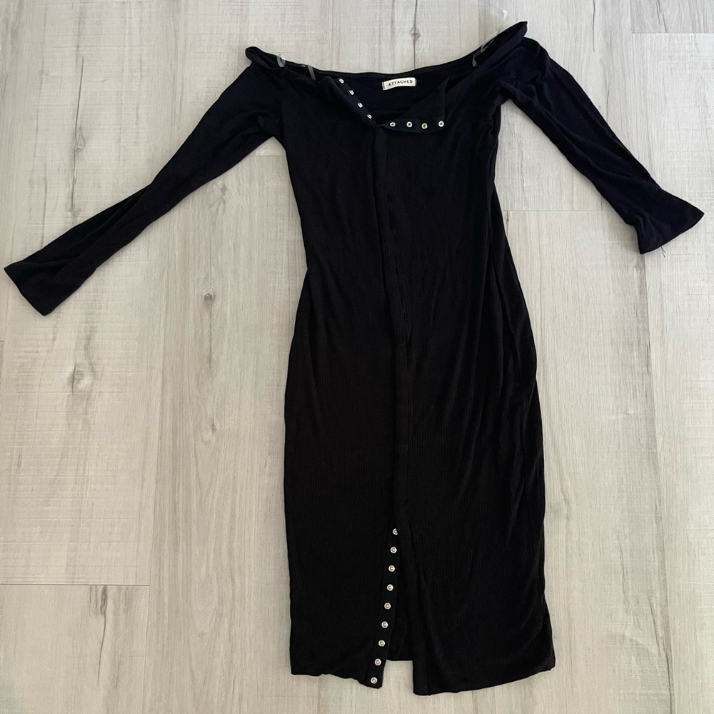 Black button up midi dress - size small